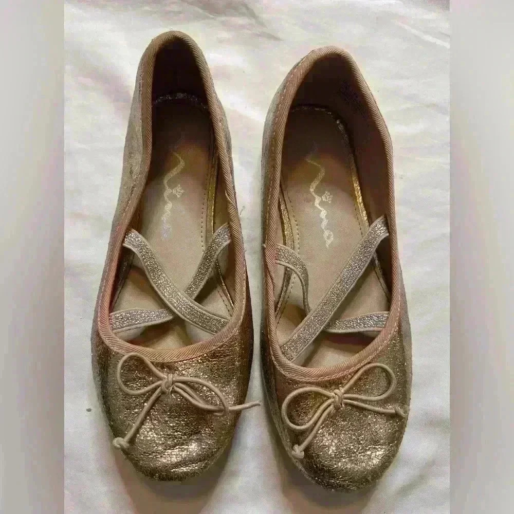 Nina Girls Size 13 Flats Gold Metallic